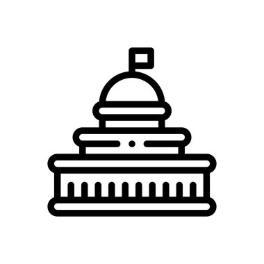 Capitol ikonu. Beyaz Arkaplanda İnce Doğrusal Tasarım