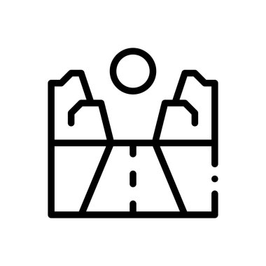 Kanyon ikonu. Beyaz Arkaplanda İnce Doğrusal Tasarım