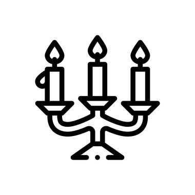 Şamdan ikonu. Beyaz Arkaplanda İnce Doğrusal Tasarım