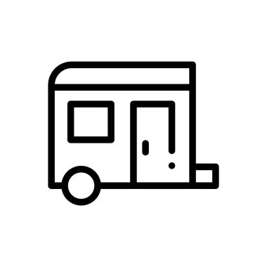 Kamp ikonu. Beyaz Arkaplanda İnce Doğrusal Tasarım