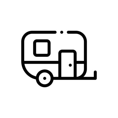 Kamp ikonu. Beyaz Arkaplanda İnce Doğrusal Tasarım