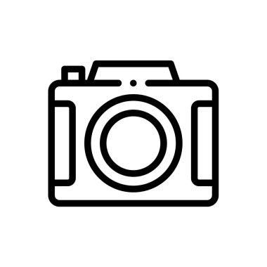 Kamera simgesi. Beyaz Arkaplanda İnce Doğrusal Tasarım