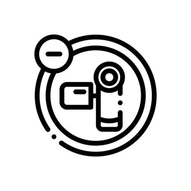 Kamera simgesi. Beyaz Arkaplanda İnce Doğrusal Tasarım