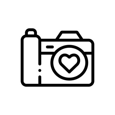 Kamera simgesi. Beyaz Arkaplanda İnce Doğrusal Tasarım