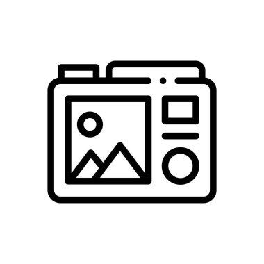 Kamera simgesi. Beyaz Arkaplanda İnce Doğrusal Tasarım