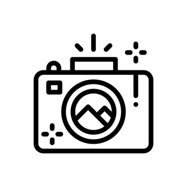 Kamera simgesi. Beyaz Arkaplanda İnce Doğrusal Tasarım