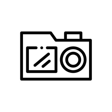 Kamera simgesi. Beyaz Arkaplanda İnce Doğrusal Tasarım