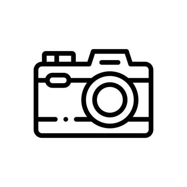 Kamera simgesi. Beyaz Arkaplanda İnce Doğrusal Tasarım