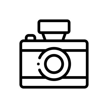 Kamera simgesi. Beyaz Arkaplanda İnce Doğrusal Tasarım