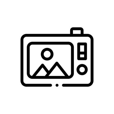 Kamera simgesi. Beyaz Arkaplanda İnce Doğrusal Tasarım