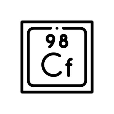 kaliforniyum simgesi. Beyaz Arkaplanda İnce Doğrusal Tasarım