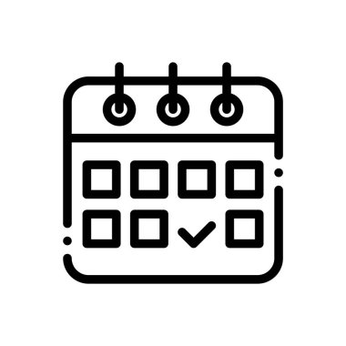 Takvim simgesi. Beyaz Arkaplanda İnce Doğrusal Tasarım