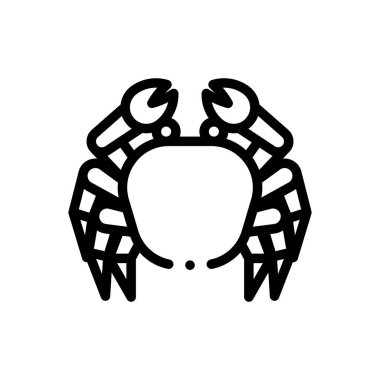 Yengeç ikonu. Beyaz Arkaplanda İnce Doğrusal Tasarım