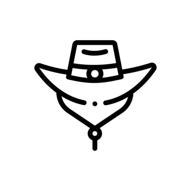 Kovboy şapkası ikonu. Beyaz Arkaplanda İnce Doğrusal Tasarım