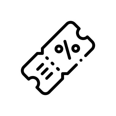 Kupon ikonu. Beyaz Arkaplanda İnce Doğrusal Tasarım