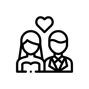 Çift simgesi. Beyaz Arkaplanda İnce Doğrusal Tasarım