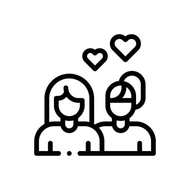 Çift simgesi. Beyaz Arkaplanda İnce Doğrusal Tasarım