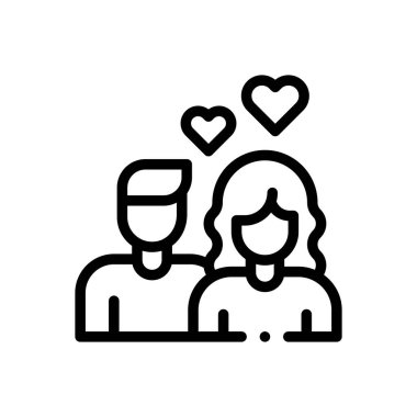 Çift simgesi. Beyaz Arkaplanda İnce Doğrusal Tasarım