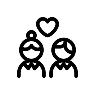 Çift simgesi. Beyaz Arkaplanda İnce Doğrusal Tasarım