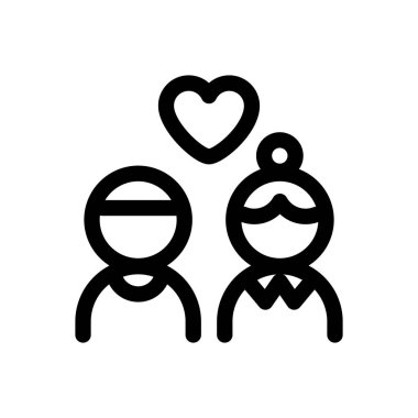 Çift simgesi. Beyaz Arkaplanda İnce Doğrusal Tasarım