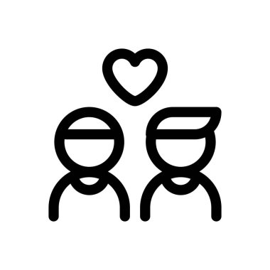 Çift simgesi. Beyaz Arkaplanda İnce Doğrusal Tasarım