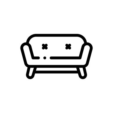 Koltuk ikonu. Beyaz Arkaplanda İnce Doğrusal Tasarım