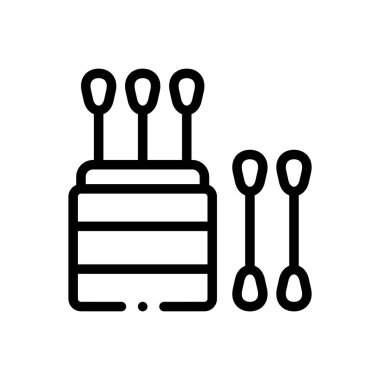 Pamuk çubuğu simgesi. Beyaz Arkaplanda İnce Doğrusal Tasarım