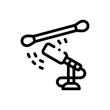 Pamuk çubuğu ikonu. Beyaz Arkaplanda İnce Doğrusal Tasarım