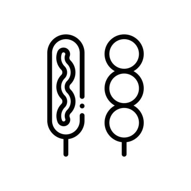 Mısır sosisi ikonu. Beyaz Arkaplanda İnce Doğrusal Tasarım