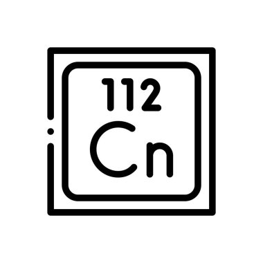 Copernicium ikonu. Beyaz Arkaplanda İnce Doğrusal Tasarım