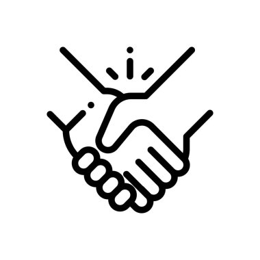 İşbirliği ikonu. Beyaz Arkaplanda İnce Doğrusal Tasarım