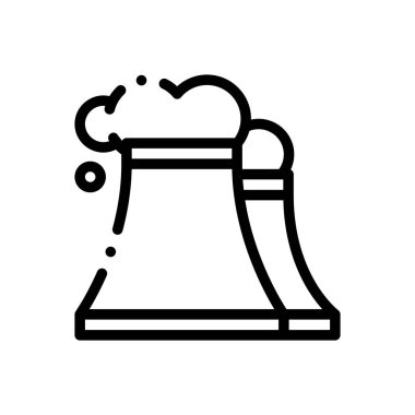 Soğutma kulesi simgesi. Beyaz Arkaplanda İnce Doğrusal Tasarım