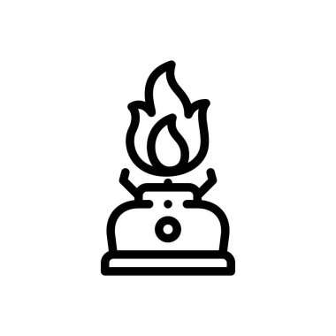 Yemek pişirme ikonu. Beyaz Arkaplanda İnce Doğrusal Tasarım