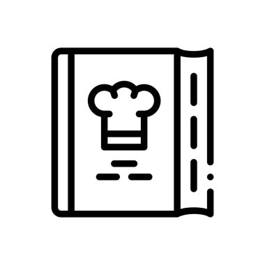 Yemek kitabı ikonu. Beyaz Arkaplanda İnce Doğrusal Tasarım