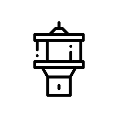 Kontrol kulesi simgesi. Beyaz Arkaplanda İnce Doğrusal Tasarım