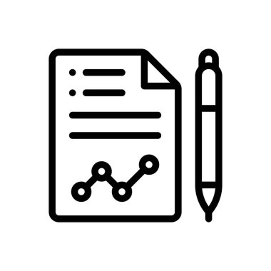 Sözleşme ikonu. Beyaz Arkaplanda İnce Doğrusal Tasarım