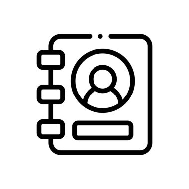 İletişim kitabı simgesi. Beyaz Arkaplanda İnce Doğrusal Tasarım