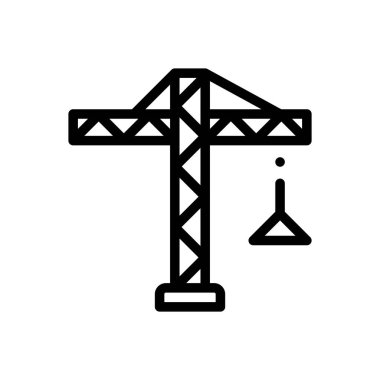İnşaat ikonu. Beyaz Arkaplanda İnce Doğrusal Tasarım