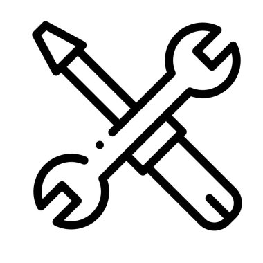 İnşaat ve alet ikonu. Beyaz Arkaplanda İnce Doğrusal Tasarım