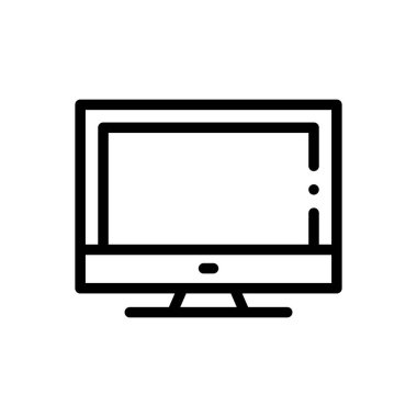 Bilgisayar simgesi. Beyaz Arkaplanda İnce Doğrusal Tasarım