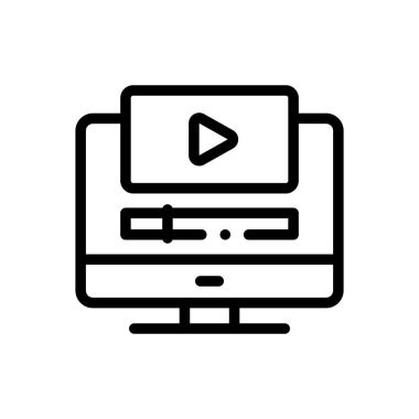 Bilgisayar simgesi. Beyaz Arkaplanda İnce Doğrusal Tasarım