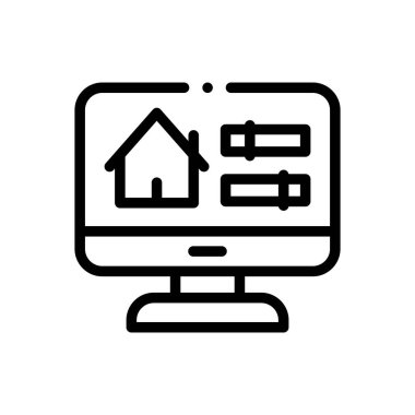 Bilgisayar simgesi. Beyaz Arkaplanda İnce Doğrusal Tasarım