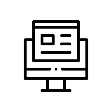 Bilgisayar simgesi. Beyaz Arkaplanda İnce Doğrusal Tasarım