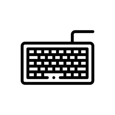 Bilgisayar klavyesi simgesi. Beyaz Arkaplanda İnce Doğrusal Tasarım