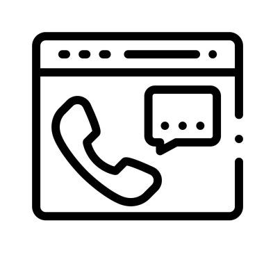 İletişim simgesi. Beyaz Arkaplanda İnce Doğrusal Tasarım