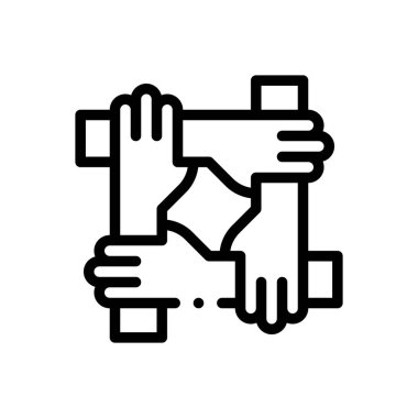 işbirliği simgesi. Beyaz Arkaplanda İnce Doğrusal Tasarım