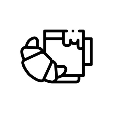 Kahve ikonu. Beyaz Arkaplanda İnce Doğrusal Tasarım