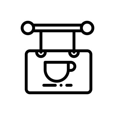 Kahve dükkanı ikonu. Beyaz Arkaplanda İnce Doğrusal Tasarım