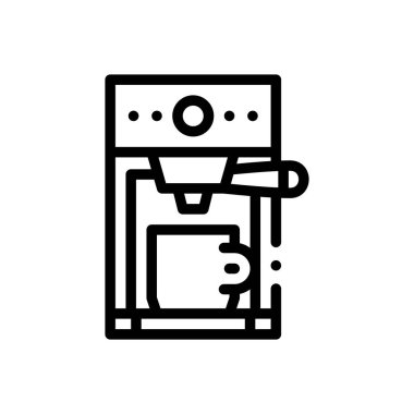 Kahve makinesi ikonu. Beyaz Arkaplanda İnce Doğrusal Tasarım
