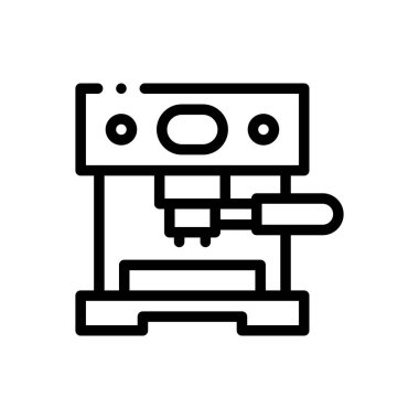 Kahve makinesi ikonu. Beyaz Arkaplanda İnce Doğrusal Tasarım